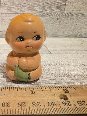 Vintage  Kewpie Doll  Figurine in Peach with Green Accent Sharpener
